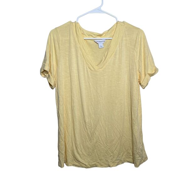 Liz Claiborne Blouse Women's Large V-Neck Short Sleeve Solid Printed Top - Picture 1 of 9